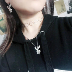 Silver Metal Rings Chain Punk Choker