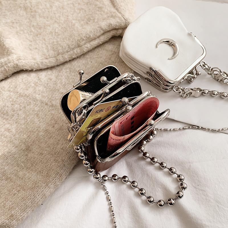 Silver Moon Crossbody Purse Chain Pu Leather Bag