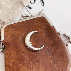Silver Moon Crossbody Purse Chain Pu Leather Bag
