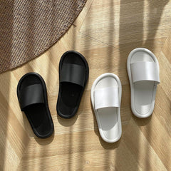 Simple Black White Rubber Open Toe Slipper Sandals