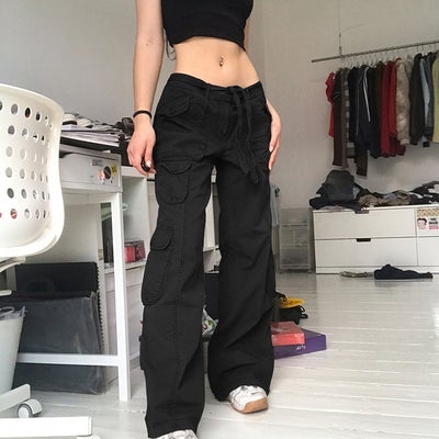 Skater Aesthetic Solid Colors Loose Cargo Pants