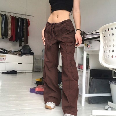 Skater Aesthetic Solid Colors Loose Cargo Pants