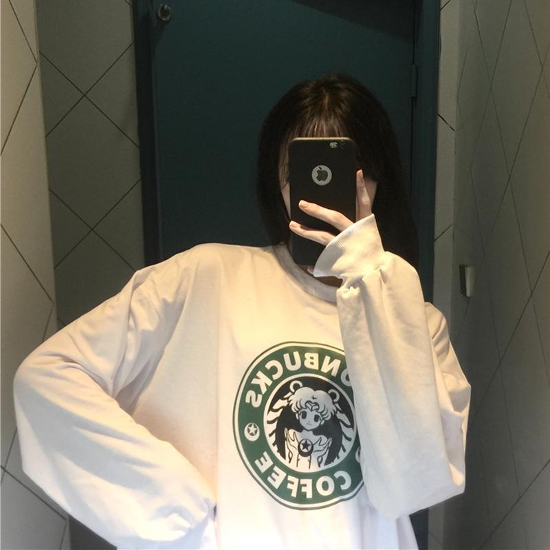 Sm Moonbucks Coffee Printed Oversized Sweatshirt