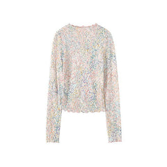 Small Flowers Painting Transparent Gauze Long Sleeve