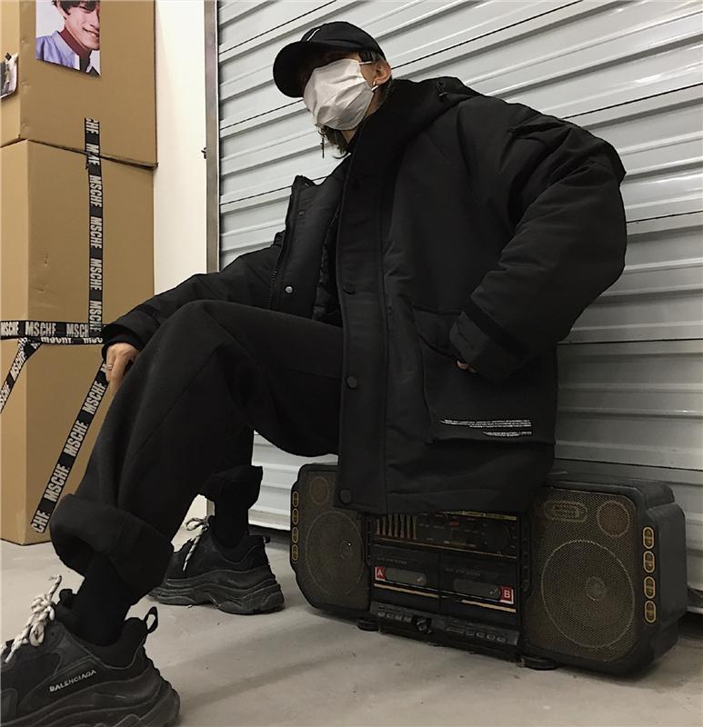 Small Letters Print Aesthetic Loose Warm Hooded Jacket