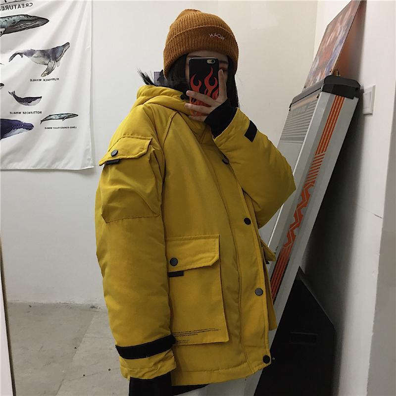 Small Letters Print Aesthetic Loose Warm Hooded Jacket