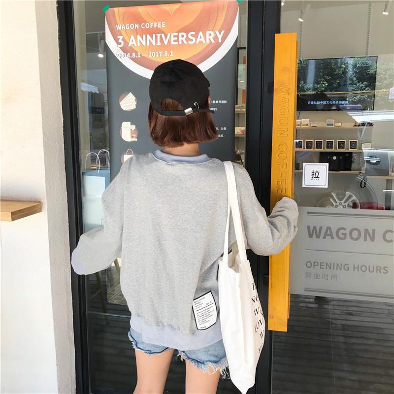 Smoking Girl Print Drawning Long Sleeve Yellow Gray Shirt