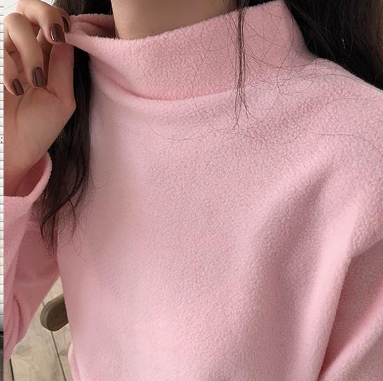 Soft Aesthetic Fleece High Collar Solid Color Shirt