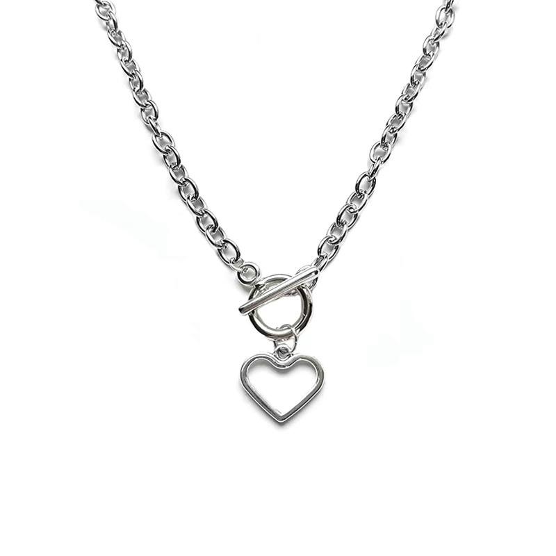 Soft Aesthetic Heart Silver Pendant Chain Necklace