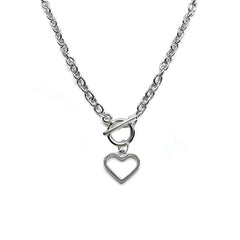 Soft Aesthetic Heart Silver Pendant Chain Necklace