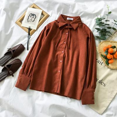 Soft Colors Loose Sleeves Cuffs Thin Bow Shirt