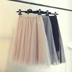 Soft Light Long Gauze Elastic Elegant Skirt