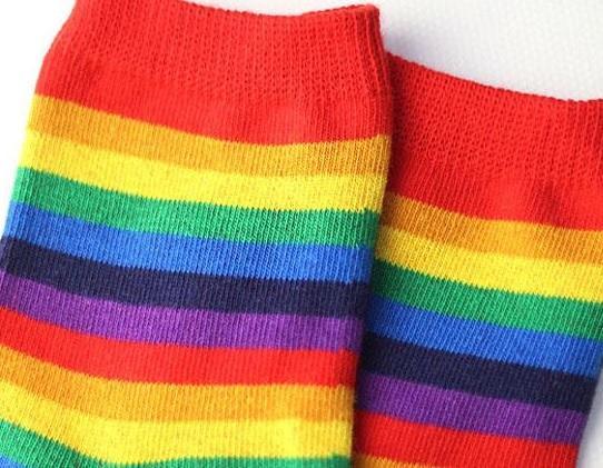 Soft Pale Pastel Stripes Rainbow Kawaii Ankle Socks