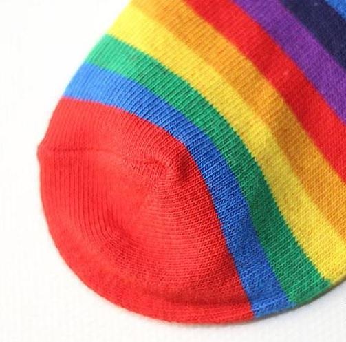 Soft Pale Pastel Stripes Rainbow Kawaii Ankle Socks