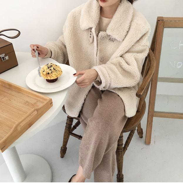 Soft Plush Faux Fur High Collar Coat Jacket