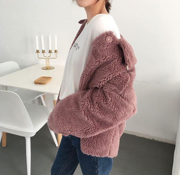 Soft Plush Faux Fur High Collar Coat Jacket