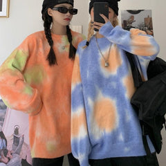 Soft Tie Dye Printed Mohair Oversized Sweater