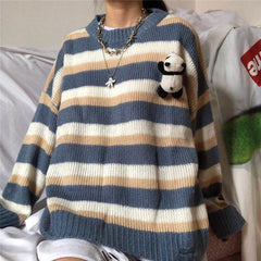 Soft Woolen Autumn Colors Knit Ripped Loose Sweater