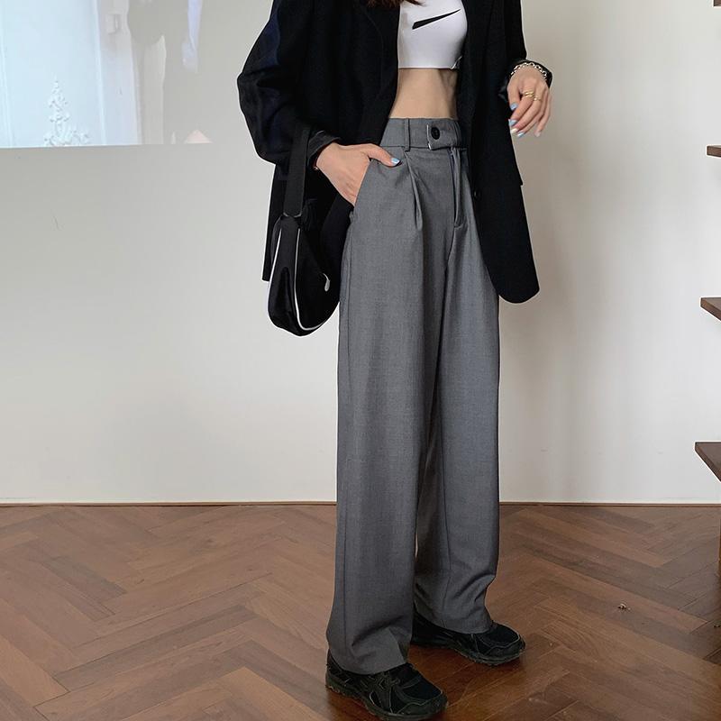 Solid Color Korean Aesthetic Straight Suit Pants