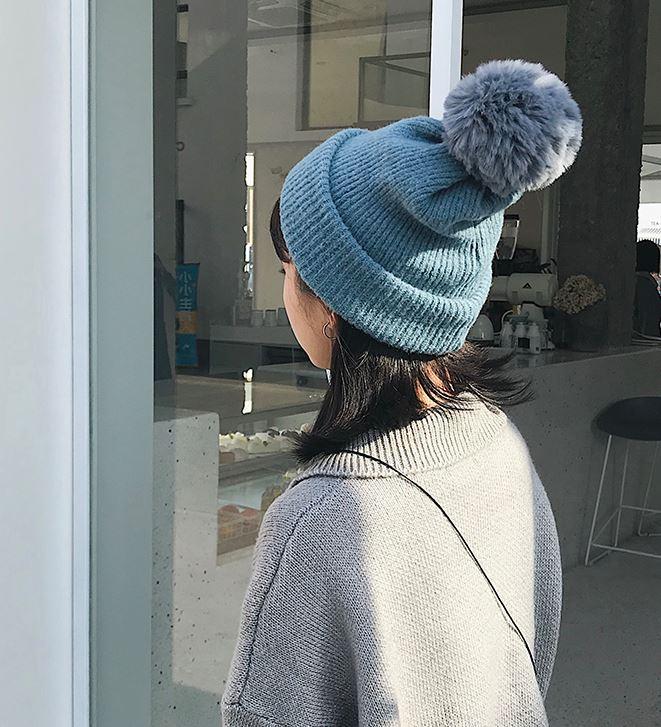 Solid Colors Dual Use Knitted Pompom Ball Scarf Beanie