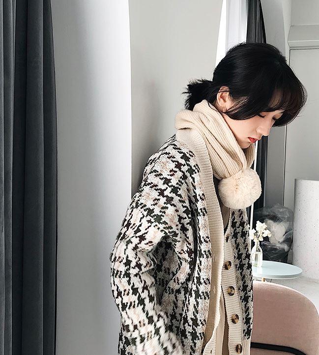 Solid Colors Dual Use Knitted Pompom Ball Scarf Beanie