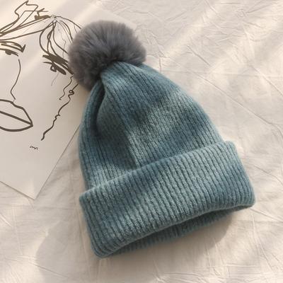 Solid Colors Dual Use Knitted Pompom Ball Scarf Beanie