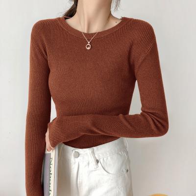 Solid Colors Knit Slim Long Sleeve Shirt