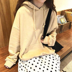 Solid Colors Oversized Long Sleeve Hooded Sweatshirt