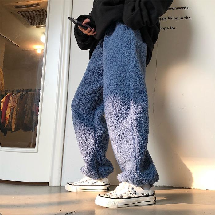 Solid Colors Soft Aesthetic Fluffy Warm Loose Pants