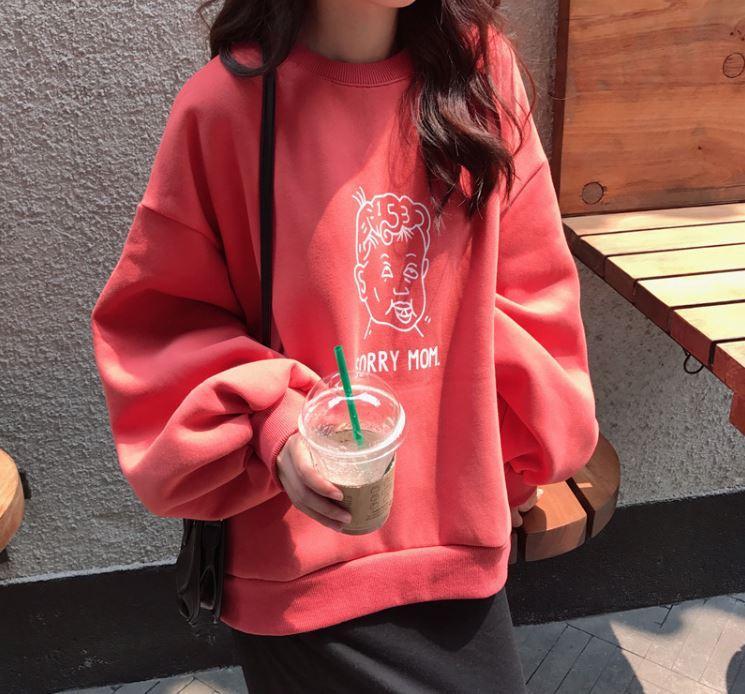 Sorry Mom Letters Print Loose Sweatshirt