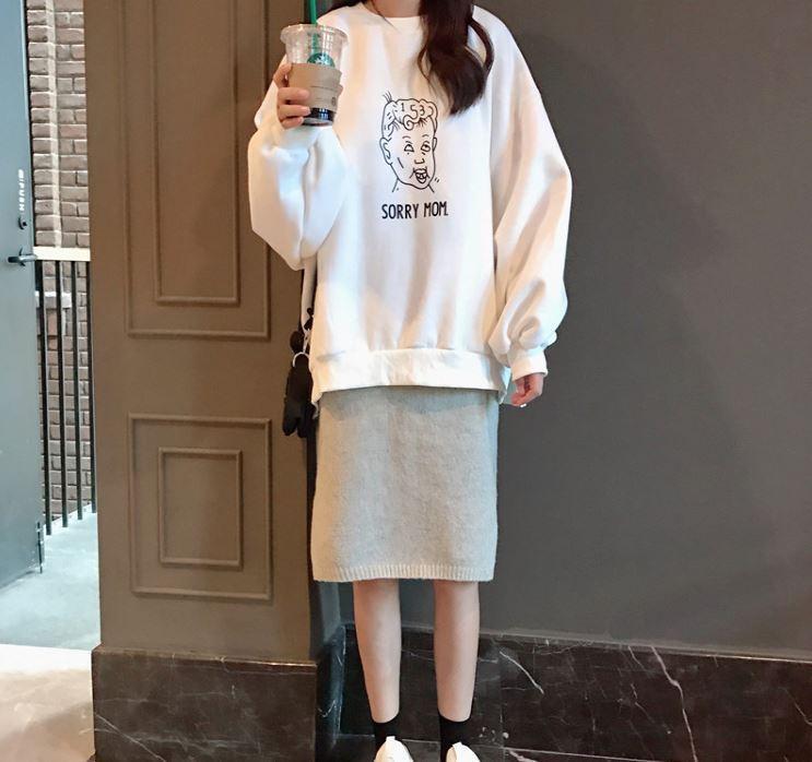 Sorry Mom Letters Print Loose Sweatshirt