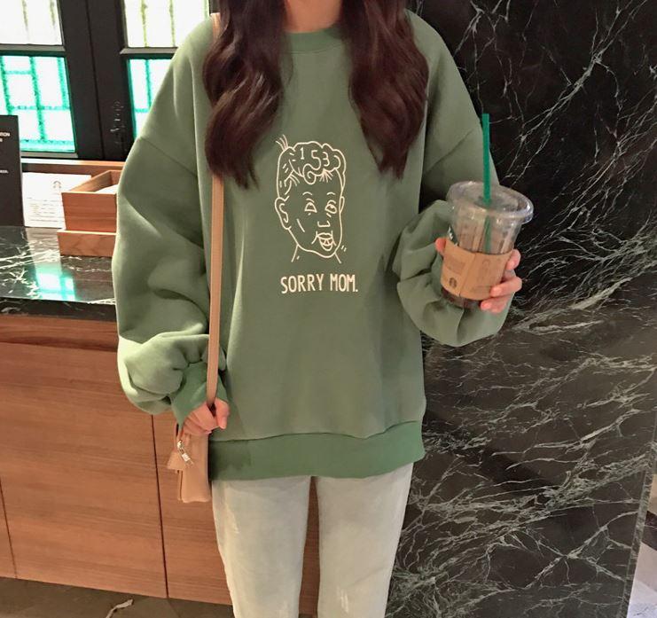 Sorry Mom Letters Print Loose Sweatshirt