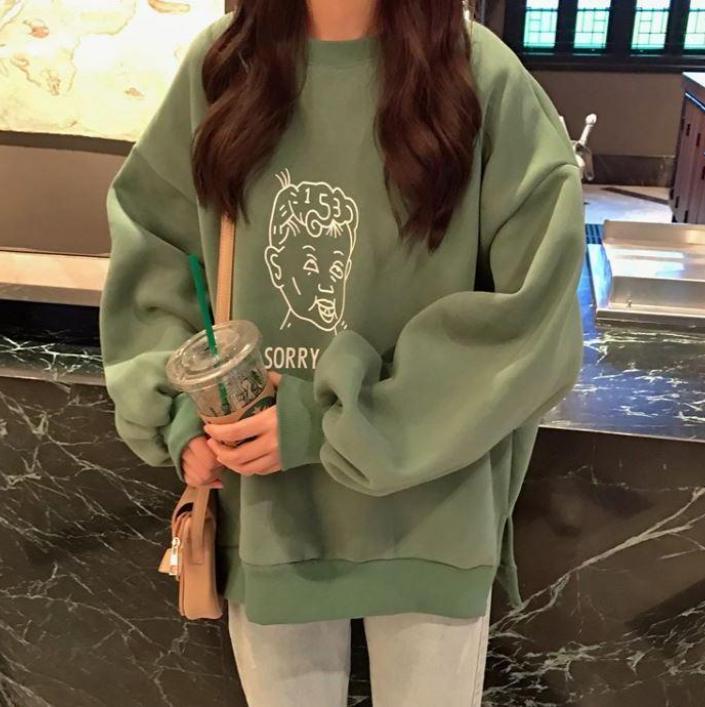 Sorry Mom Letters Print Loose Sweatshirt