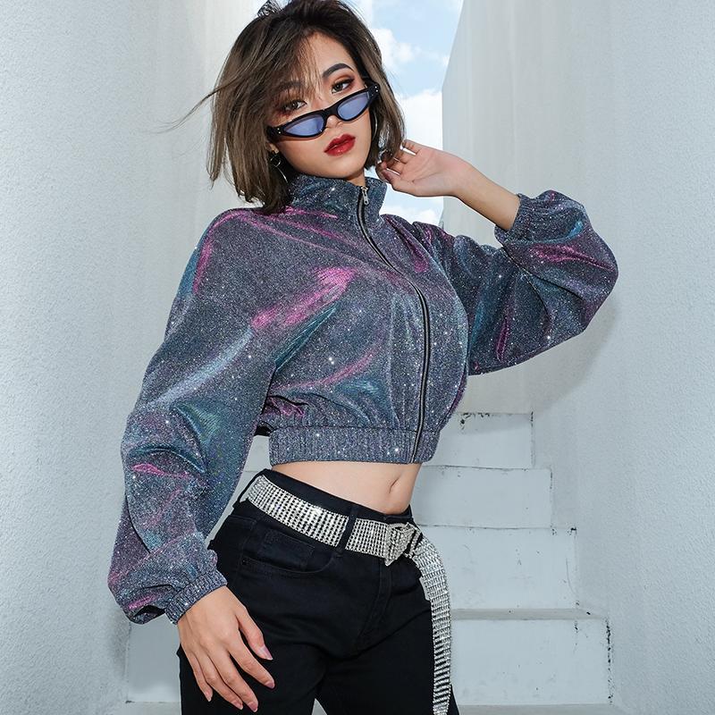 Sparkly Cropped Retro Long Sleeved Jacket