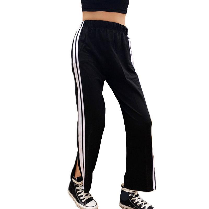 Sportish Ankle Cut Grunge Black Aesthetic Elastic Pants