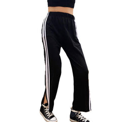 Sportish Ankle Cut Grunge Black Aesthetic Elastic Pants