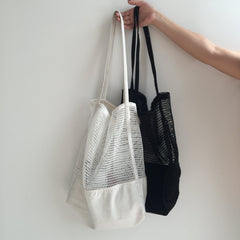 Sportish Mesh White Black Tote Bags