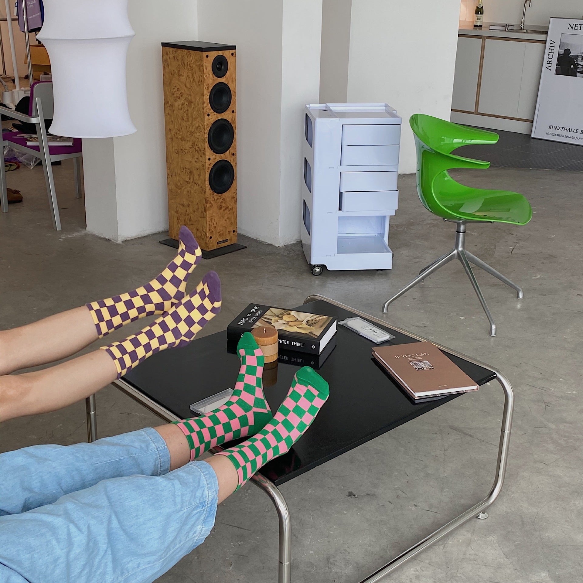 Sporty Skater Aesthetic Colorful Checkered Socks