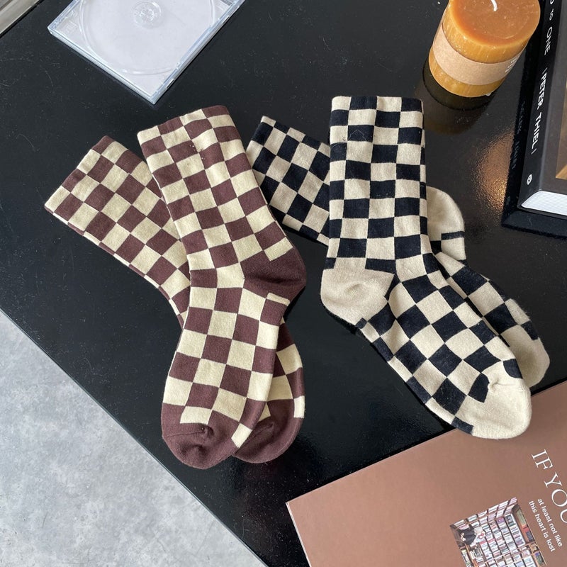 Sporty Skater Aesthetic Colorful Checkered Socks