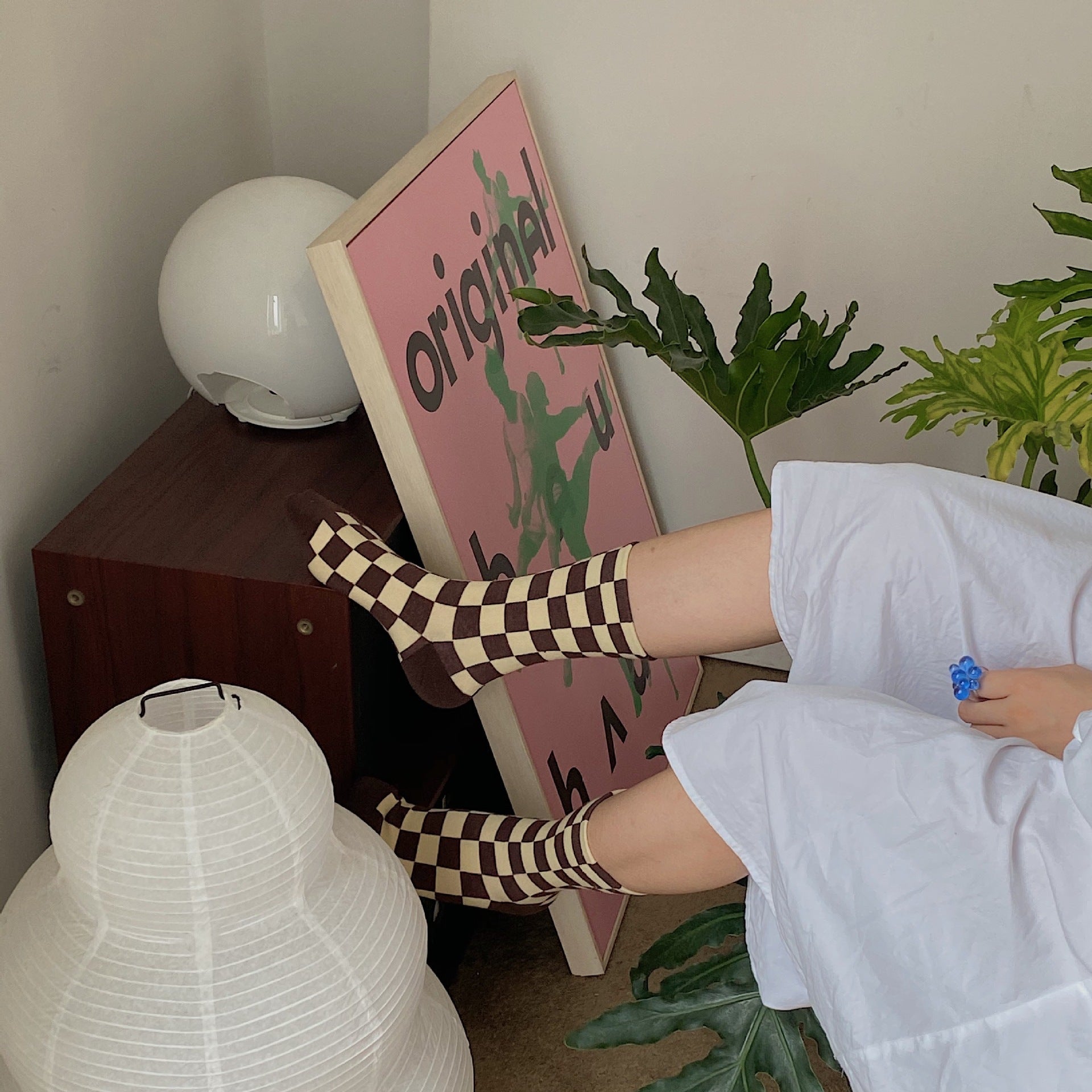 Sporty Skater Aesthetic Colorful Checkered Socks