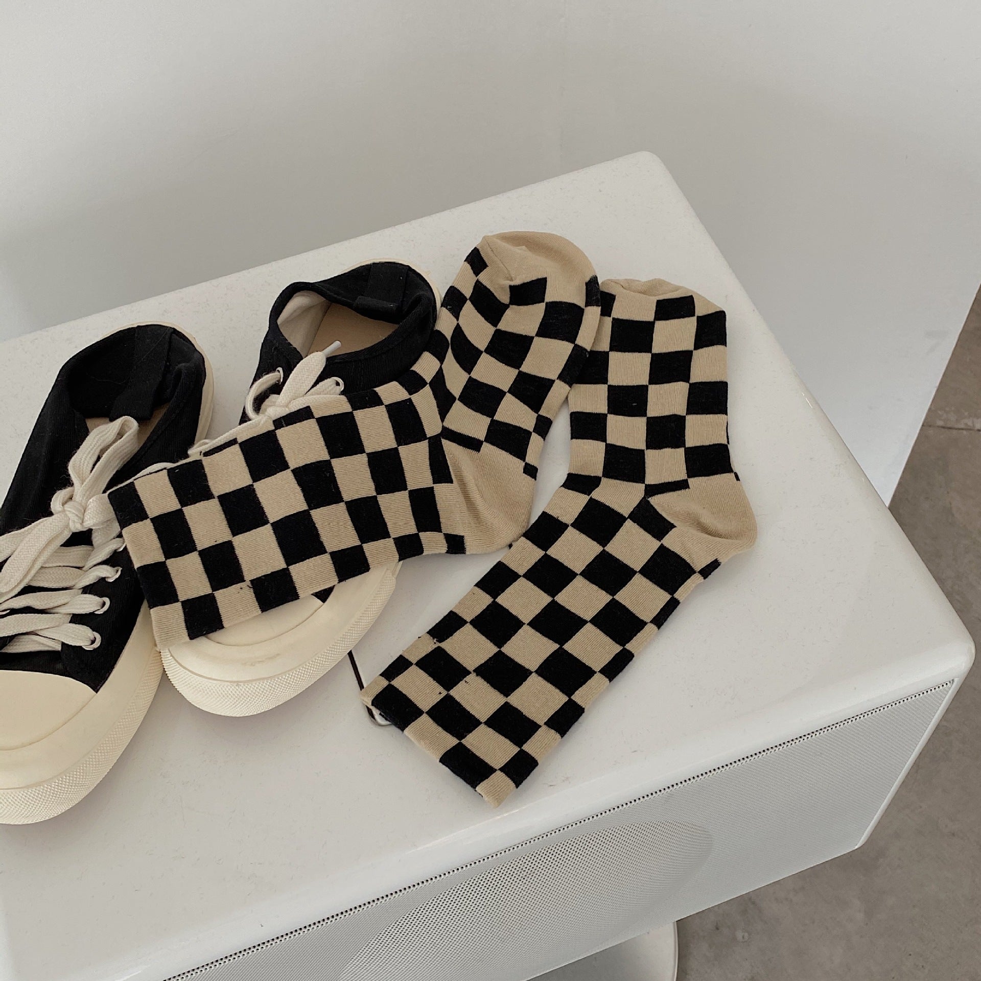 Sporty Skater Aesthetic Colorful Checkered Socks