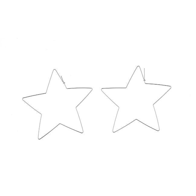 Stars Hearts Thin Metallic Frame Silver Gold Earrings