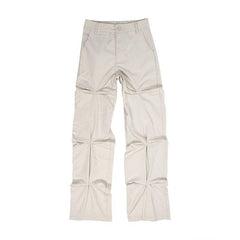 Street Fashion Pleated Beige Cargo Baggy Pants