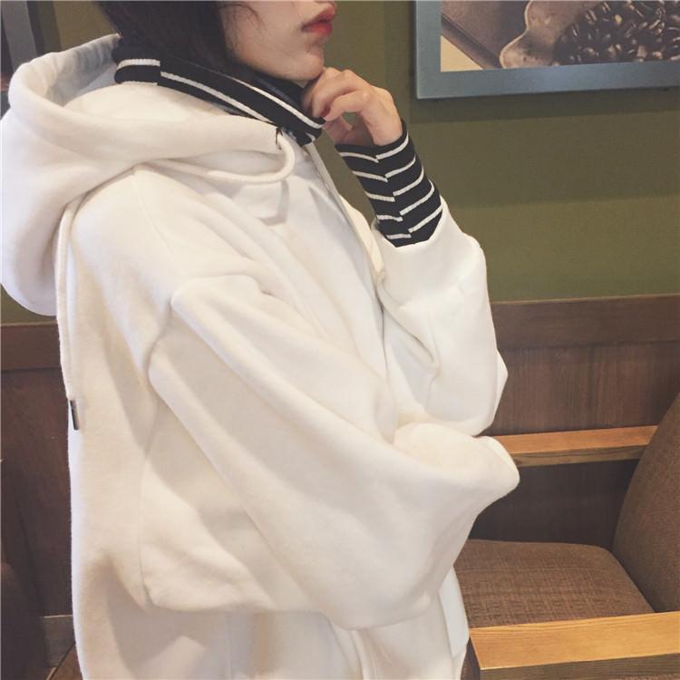 Stripes Underneath Black White Long Sleeve Hoodie