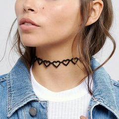 Suede Heart Holes Soft Vintage Choker