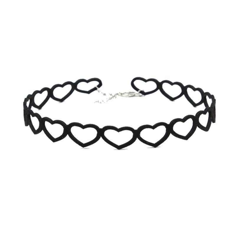 Suede Heart Holes Soft Vintage Choker