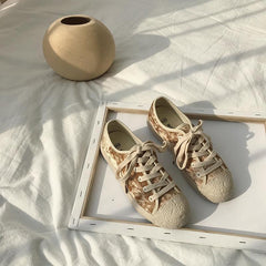 Velvet Lace Up Canvas Sneakers