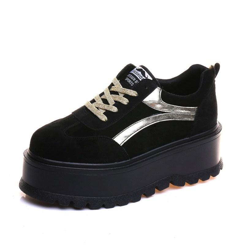 Suede Platform Sporty Side Lines Black Brown Green Boots