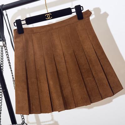 Suede Soft School Pleated Skirt