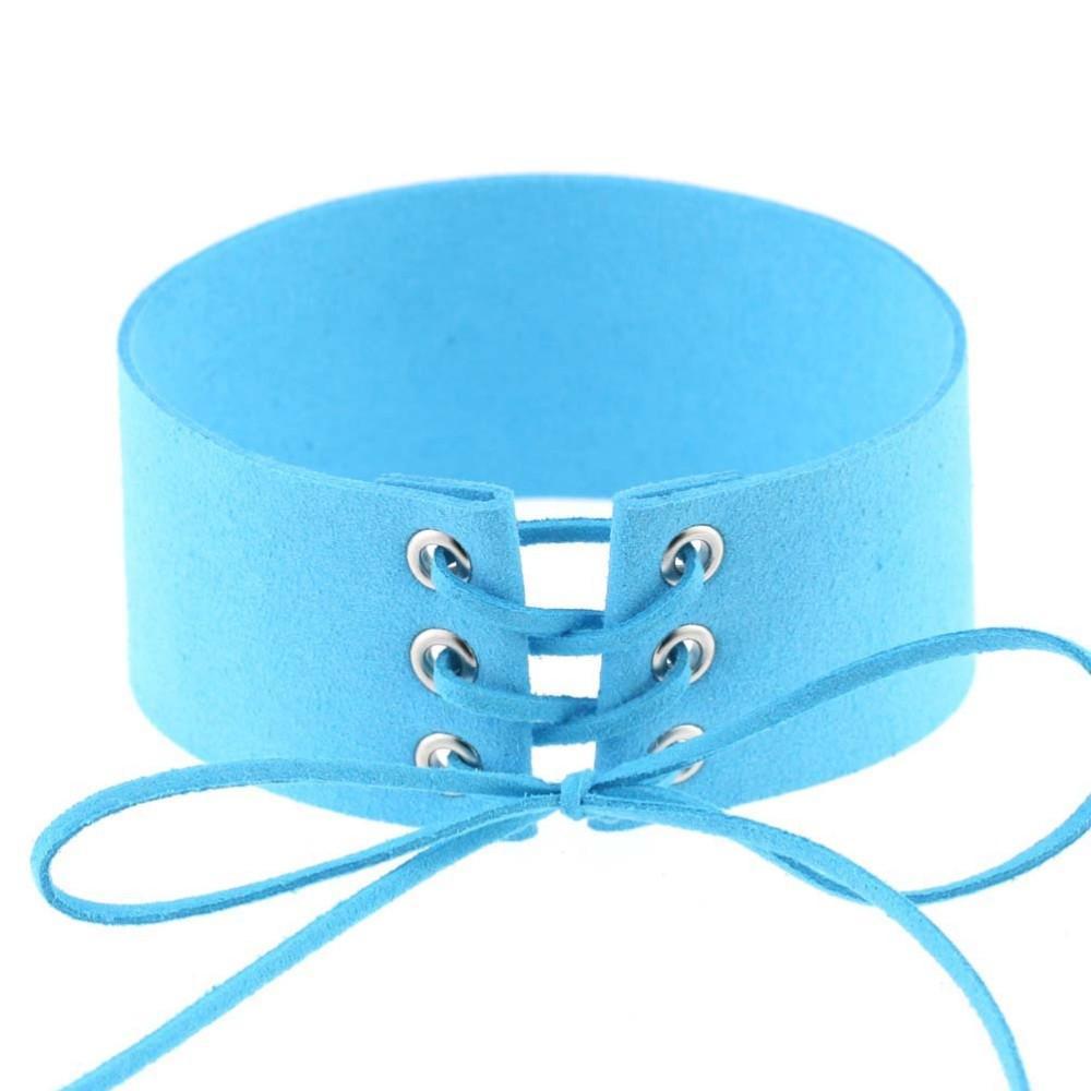 Suede Thick Laceup Choker